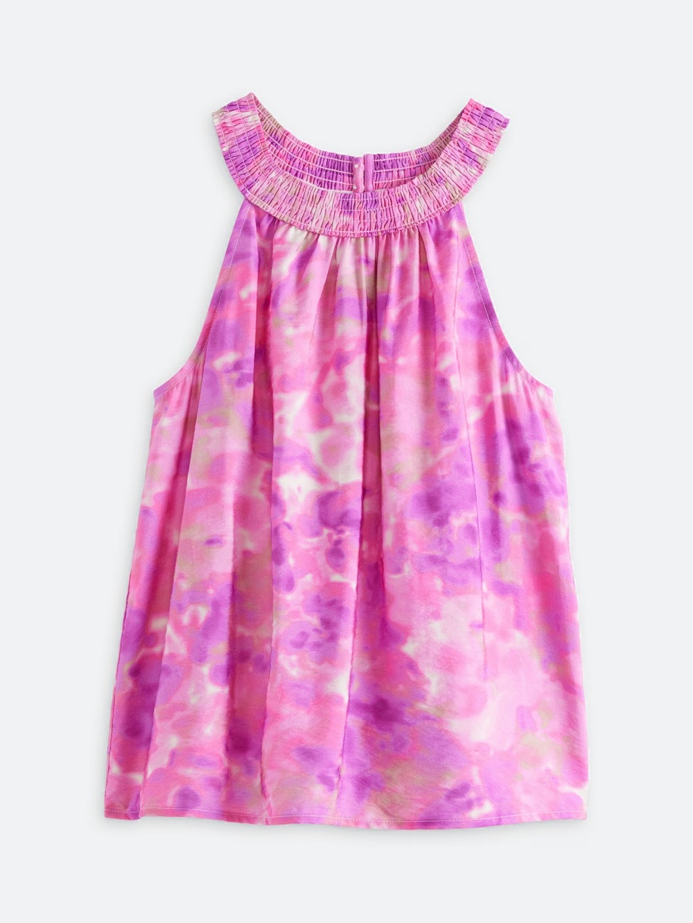 Daniel Rainn Blossom Smocked Neck  Halter Tank Tie-Dye Pink Women's Top